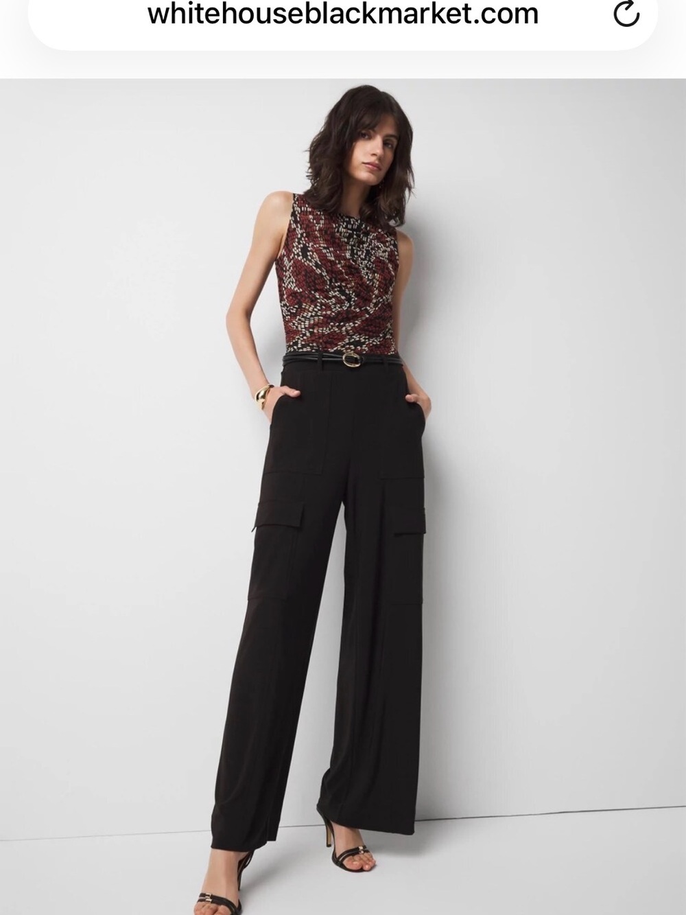 NWT White House Black Market Black Wide-Leg Utility Pocket Pants Medium